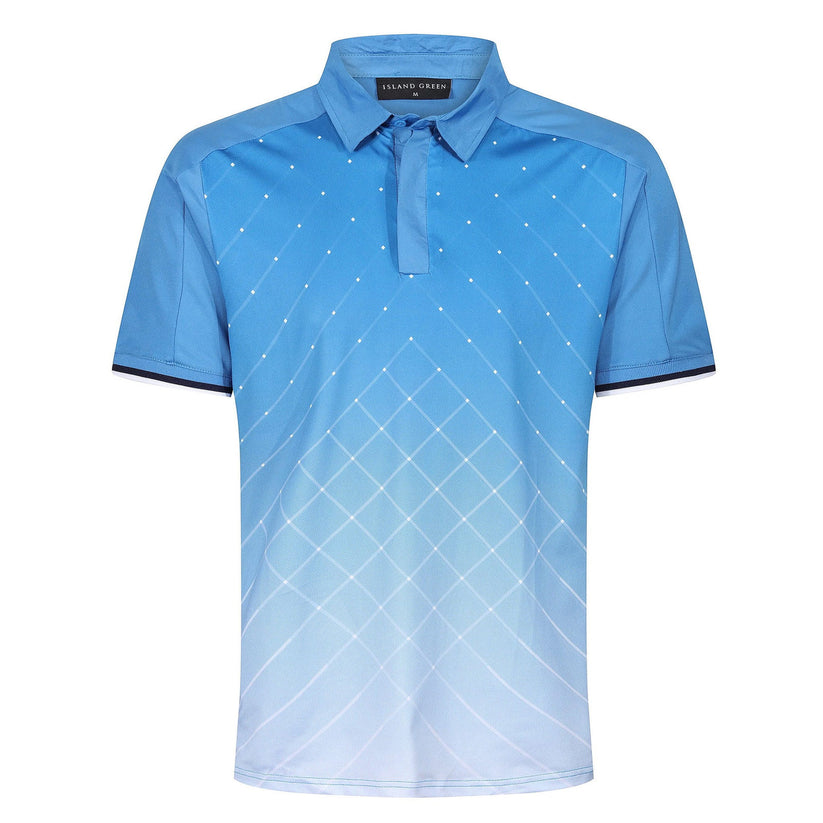 Island Green Golf Polo Shirt Mens Geometric Stretch Breathable Top | P - QHA UK