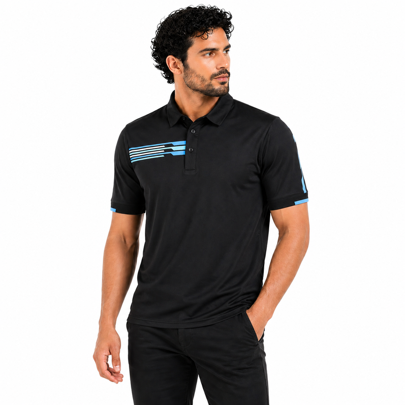 Mens Golf Polo Shirt UV Protection Breathable Stretch Sport Casual Top - QHA UK
