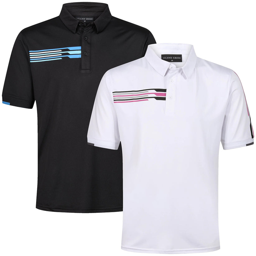 Mens Golf Polo Shirt UV Protection Breathable Stretch Sport Casual Top - QHA UK