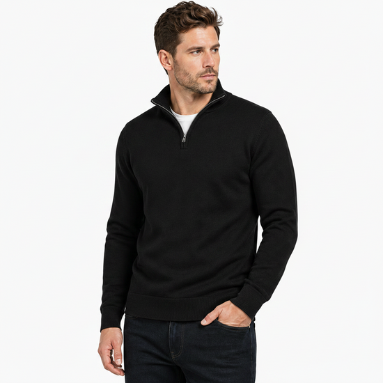 Mens Jacamo Quarter Zip Jumper Cotton Lightweight Knit Pullover S-6XL