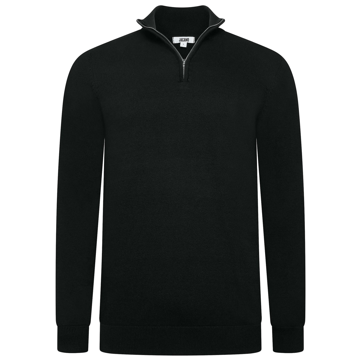 Mens Jacamo Quarter Zip Jumper Cotton Lightweight Knit Pullover S-6XL - Zip Detail - QHA UK