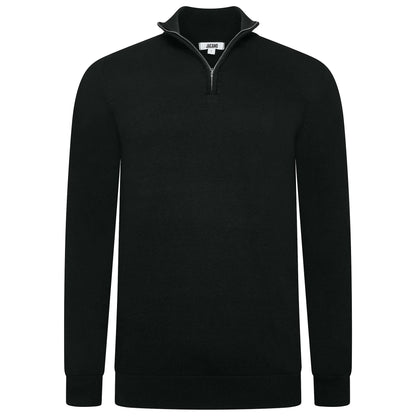 Mens Jacamo Quarter Zip Jumper Cotton Lightweight Knit Pullover S-6XL - Zip Detail - QHA UK