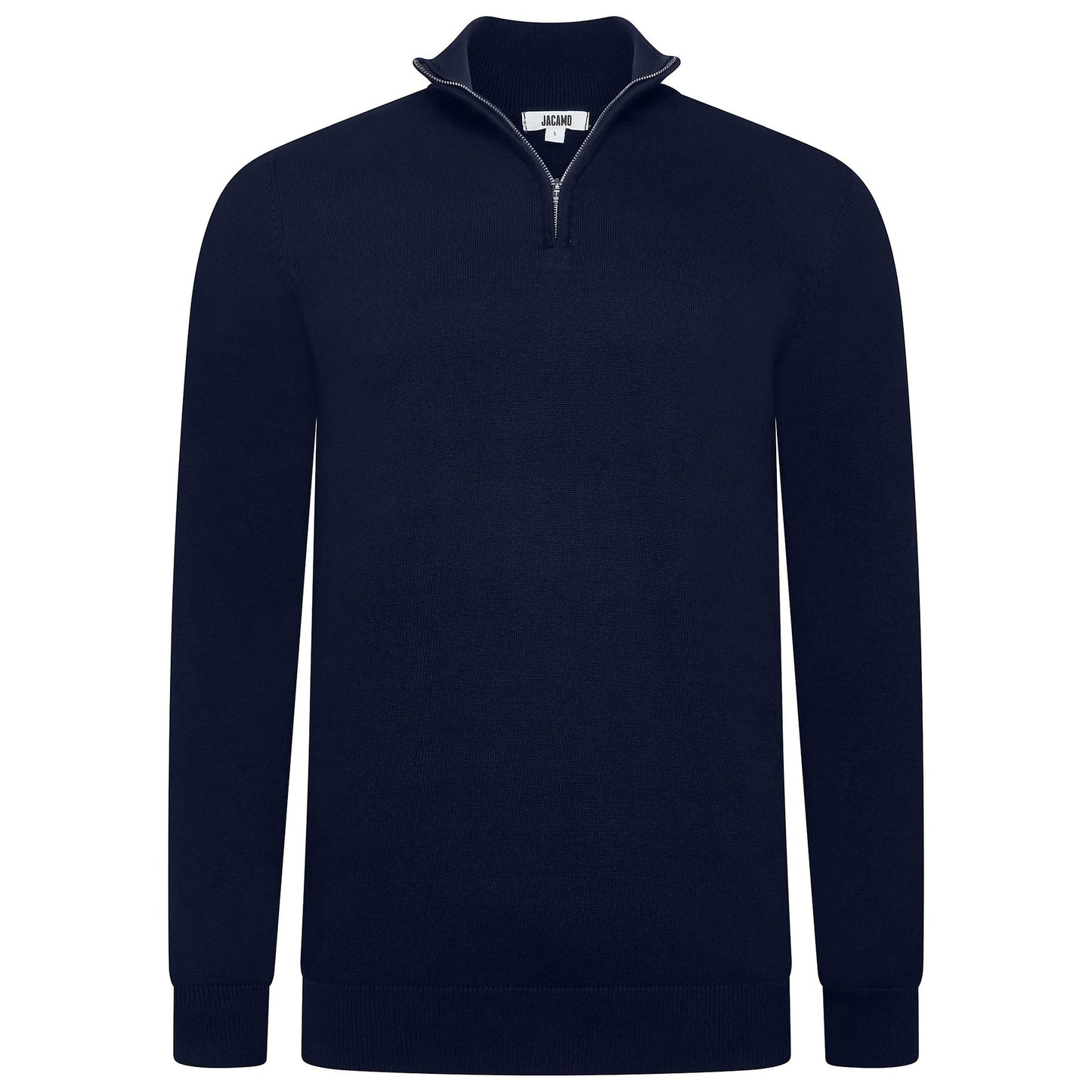 Mens Jacamo Quarter Zip Jumper Cotton Lightweight Knit Pullover S-6XL - Zip Detail - QHA UK