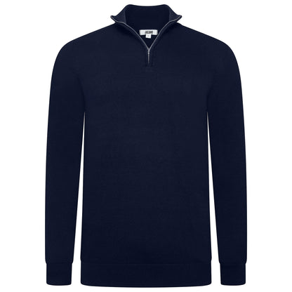 Mens Jacamo Quarter Zip Jumper Cotton Lightweight Knit Pullover S-6XL - Zip Detail - QHA UK