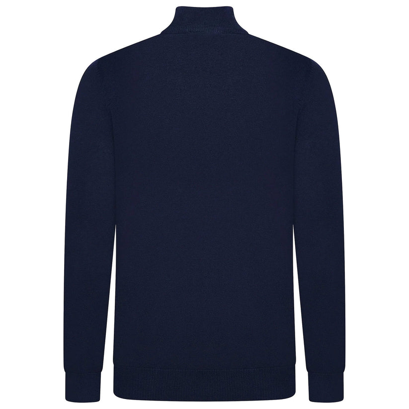 Mens Jacamo Quarter Zip Jumper Cotton Lightweight Knit Pullover S-6XL - Zip Detail - QHA UK