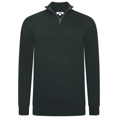 Mens Jacamo Quarter Zip Jumper Cotton Lightweight Knit Pullover S-6XL - Zip Detail - QHA UK