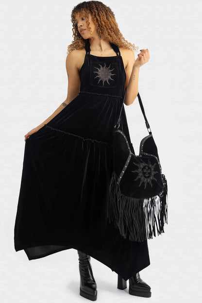 Killstar Dress Ascended Velvet Maxi Pinafore UK 8-22 - QHA UK