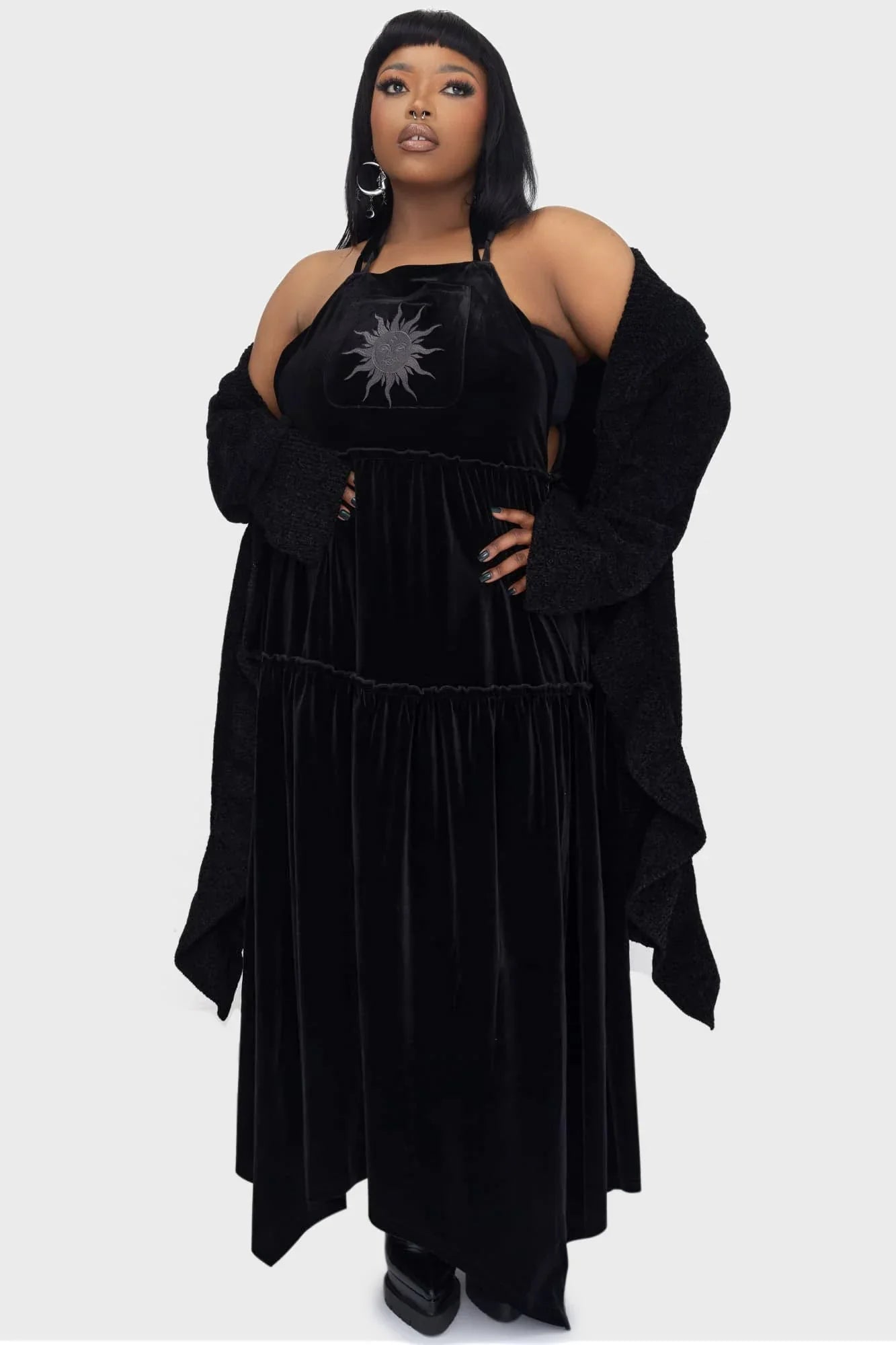 Killstar Dress Ascended Velvet Maxi Pinafore UK 8-22 - QHA UK