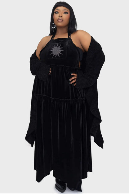 Killstar Dress Ascended Velvet Maxi Pinafore UK 8-22 - QHA UK