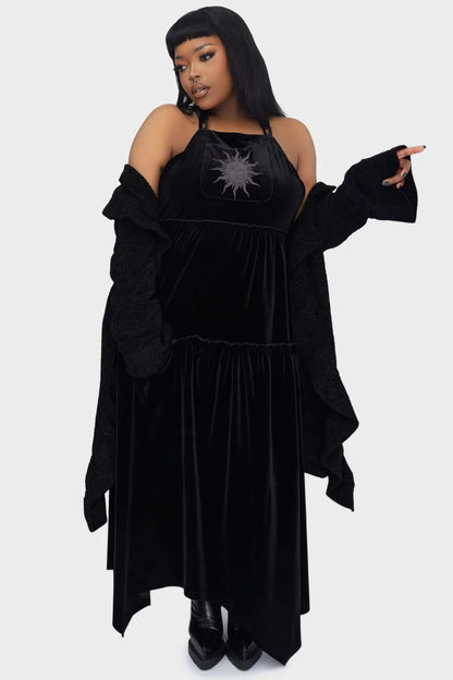 Killstar Dress Ascended Velvet Maxi Pinafore UK 8-22 - QHA UK
