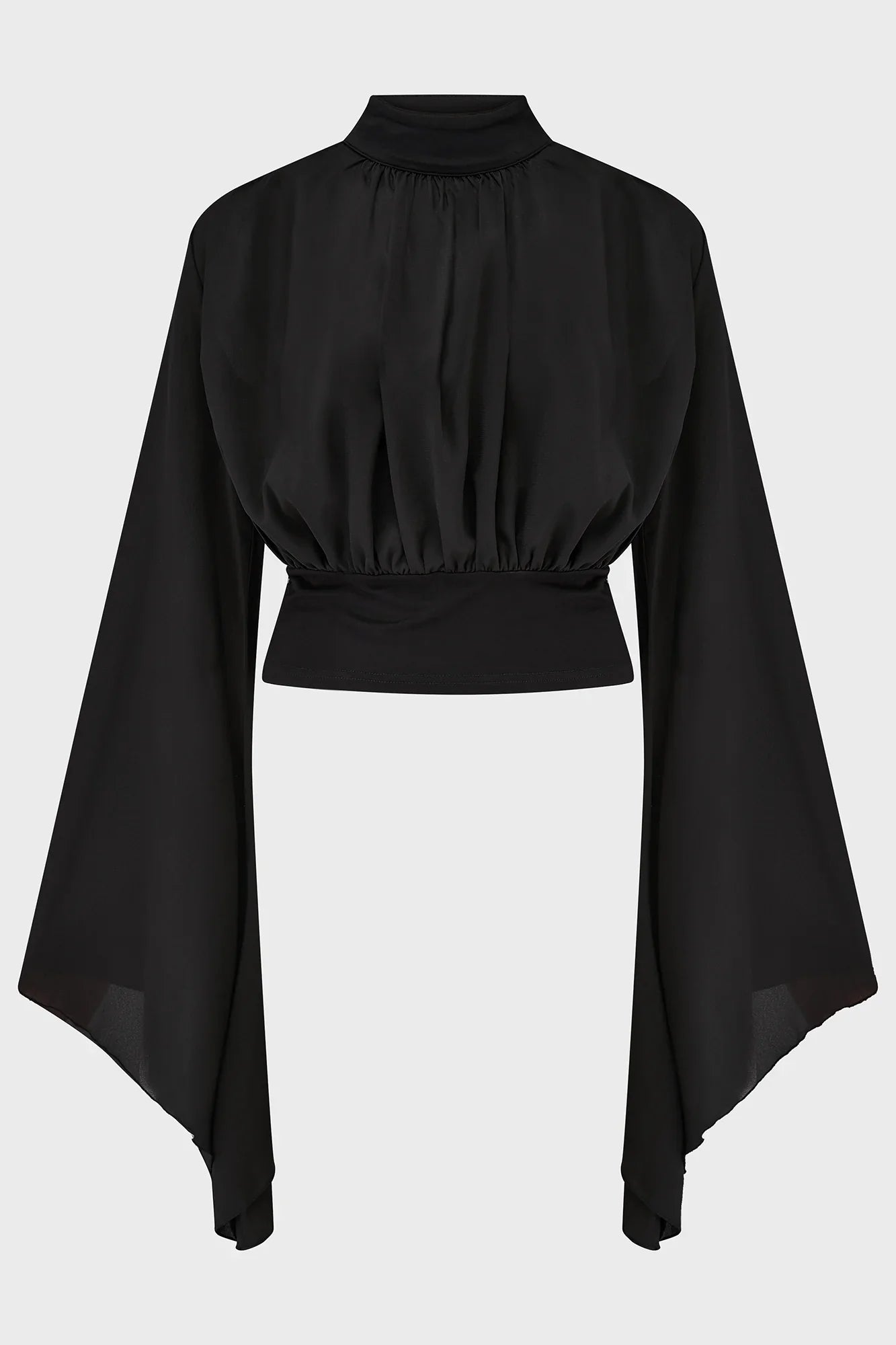 Killstar Women's Blouse Astralune High Neck Flared Sleeve Top UK 8-22 - Collar Detail - QHA UK