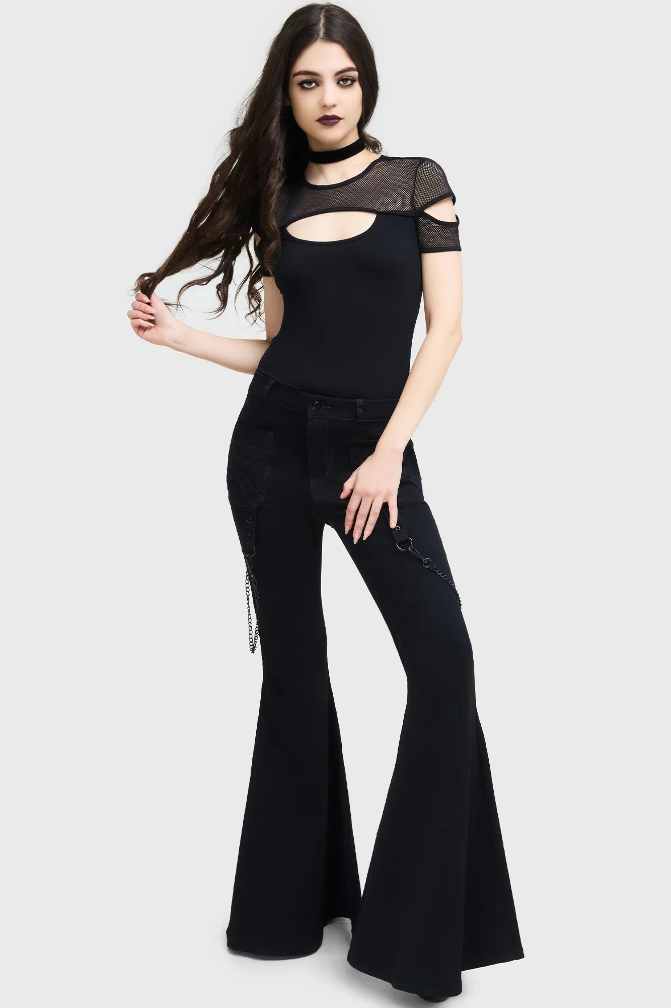 Killstar Women's Trousers Beliala Fit and Flare UK 8-22 - QHA UK