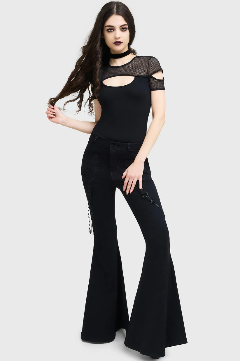 Killstar Women's Trousers Beliala Fit and Flare UK 8-22 - QHA UK