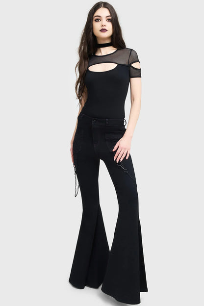 Killstar Women's Trousers Beliala Fit and Flare UK 8-22 - QHA UK