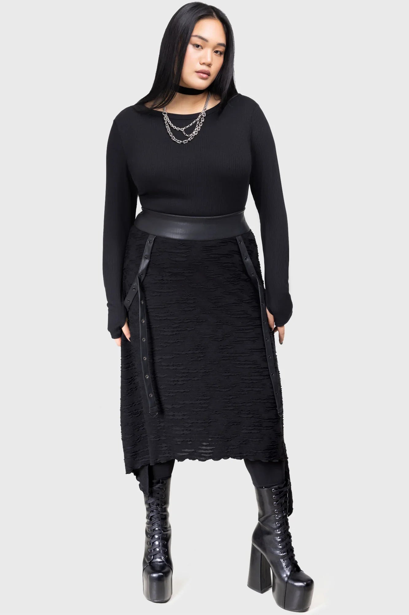Killstar Skirt Gloomara Textured Jersey UK 8-22 - QHA UK