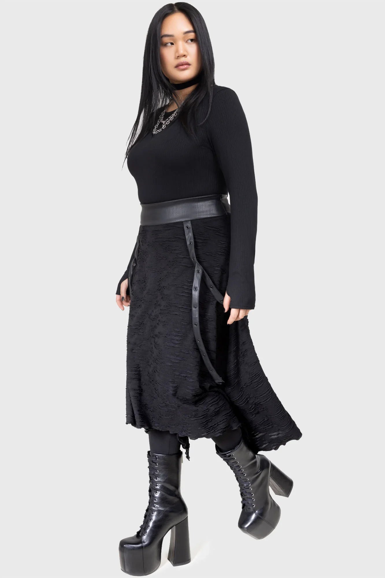 Killstar Skirt Gloomara Textured Jersey UK 8-22 - QHA UK