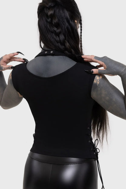Killstar Women's Vest Top Noctivagant Baphomet Lace-Up UK 8-18 - QHA UK