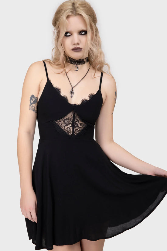 Killstar Dress Sacralgia Lace Insert Black a-Line UK 8-22 - QHA UK