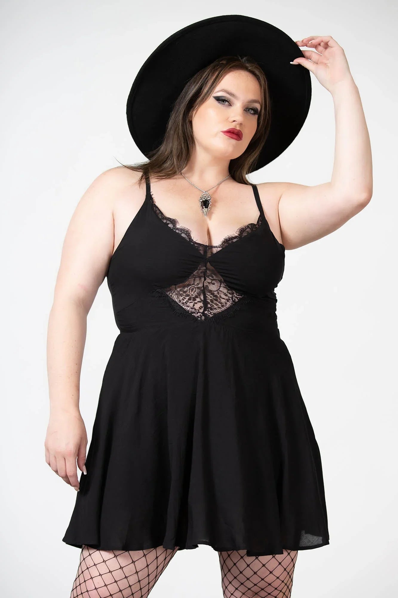 Killstar Dress Sacralgia Lace Insert Black a-Line UK 8-22 - QHA UK