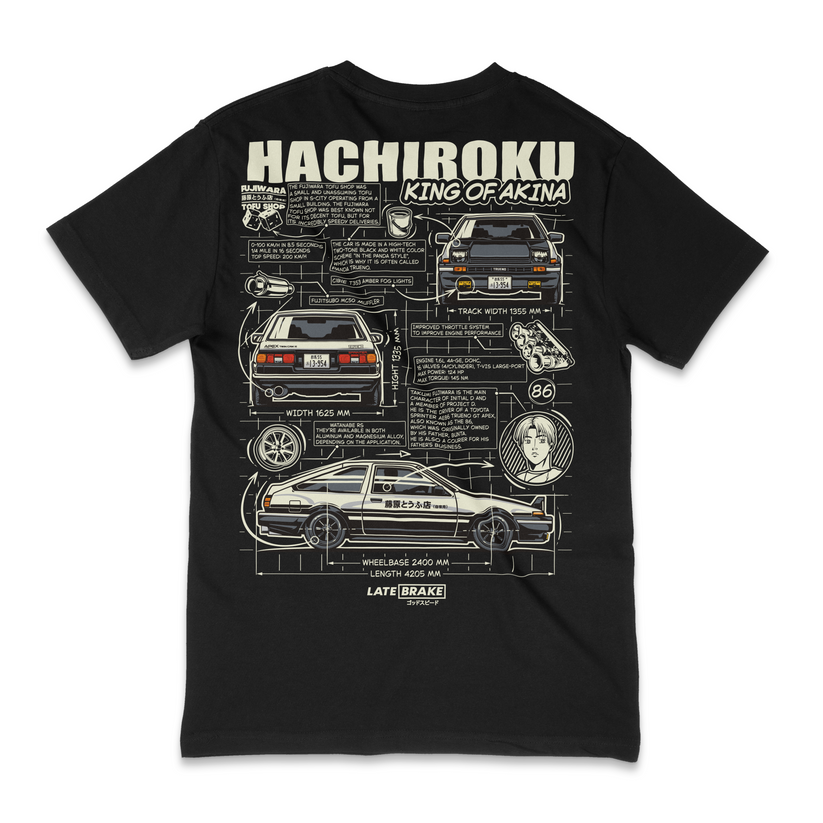 Late Brake King of Akina T-Shirt Cotton Car Enthusiast Tee 180gsm | - QHA UK