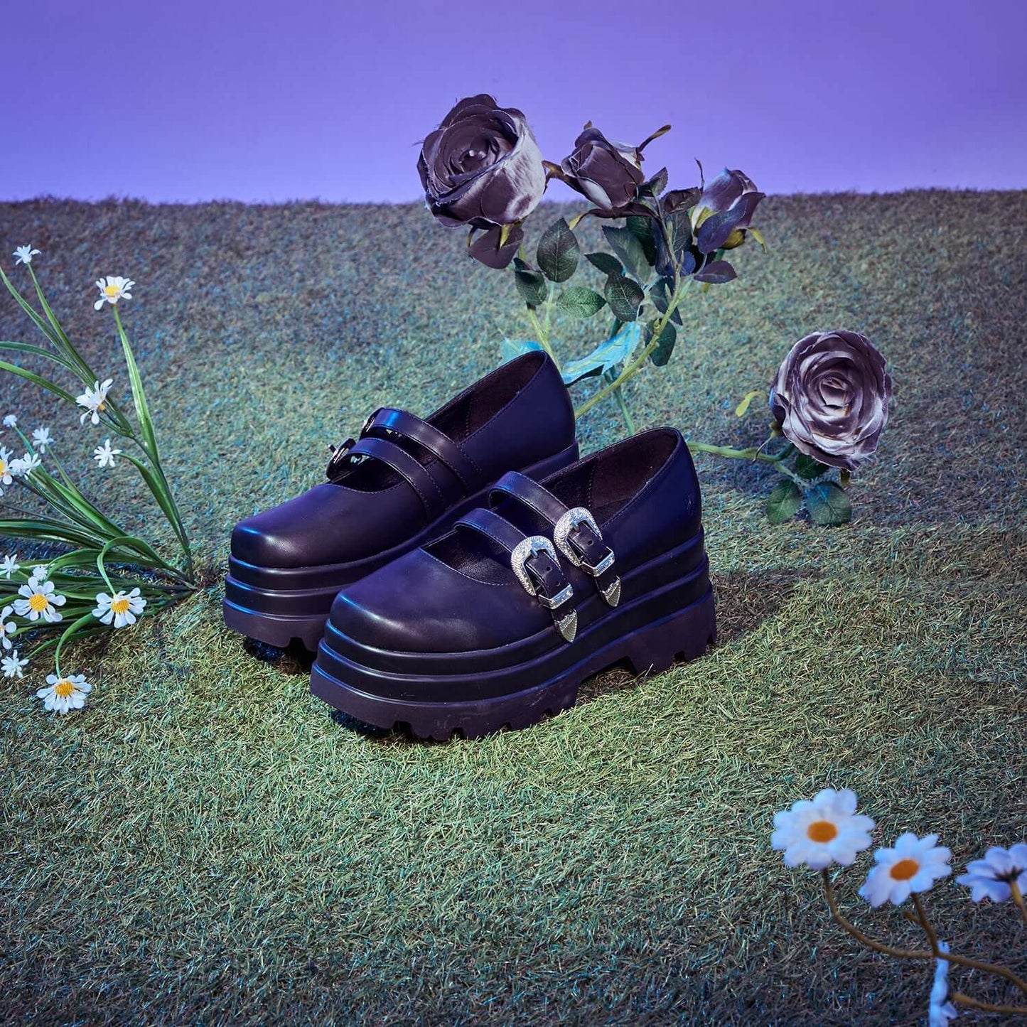 Koi Mary Jane Flats Damona Trident Ornate Buckle Mary Janes Shoes - Buckle Detail - QHA UK