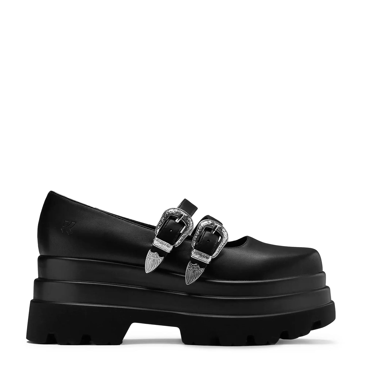 Koi Mary Jane Flats Damona Trident Ornate Buckle Mary Janes Shoes - Buckle Detail - QHA UK