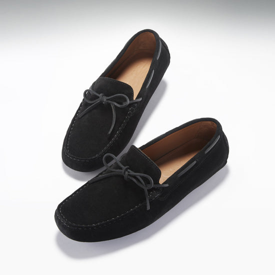 Hugs & Co Mens Laced Driving Loafers Black Suede UK 7-14 - QHA UK
