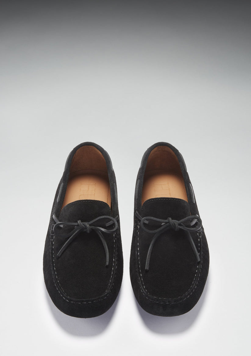 Hugs & Co Mens Laced Driving Loafers Black Suede UK 7-14 - QHA UK