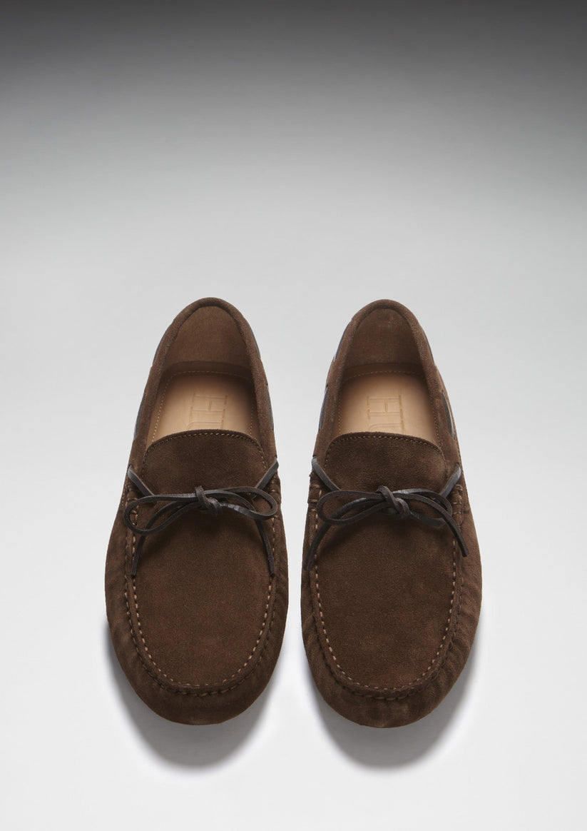 Hugs & Co Mens Laced Driving Loafers Brown Suede UK 7-14 - QHA UK