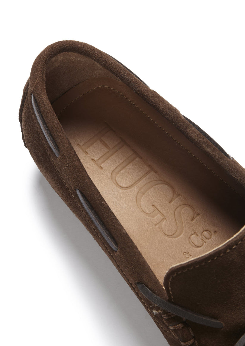 Hugs & Co Mens Laced Driving Loafers Brown Suede UK 7-14 - QHA UK