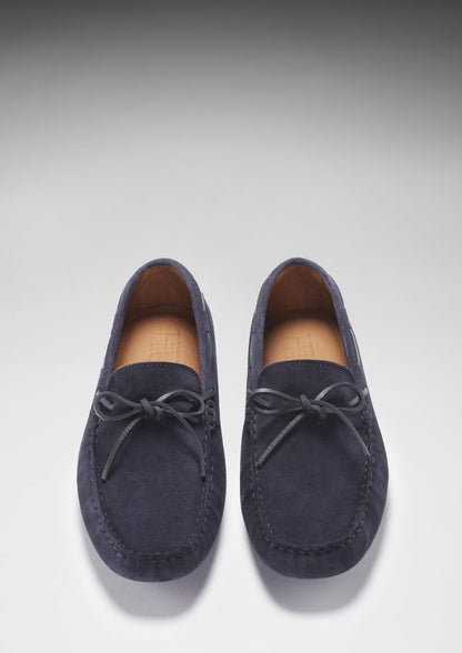 Hugs & Co Mens Laced Driving Loafers Navy Blue Suede UK 7-14 - QHA UK