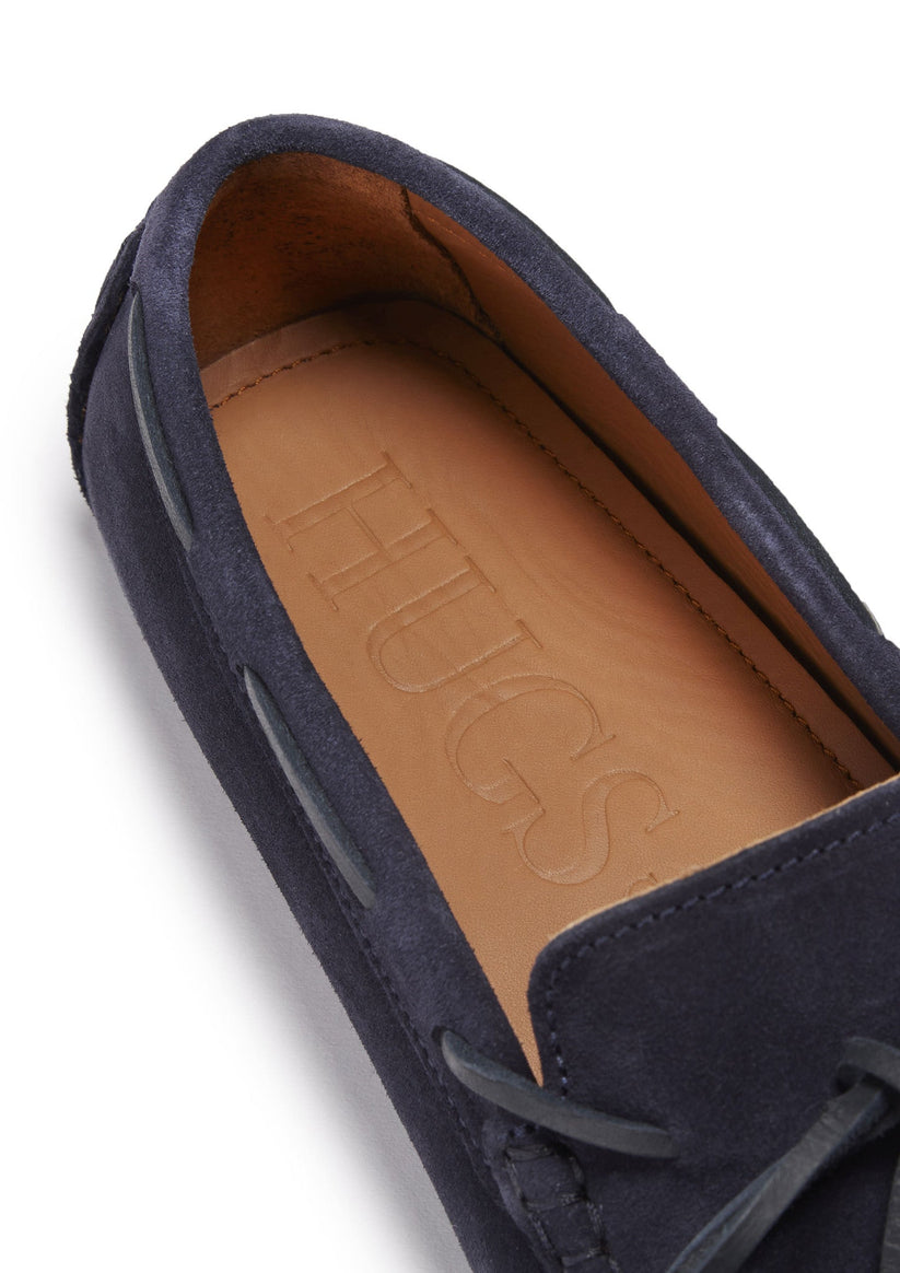 Hugs & Co Mens Laced Driving Loafers Navy Blue Suede UK 7-14 - QHA UK