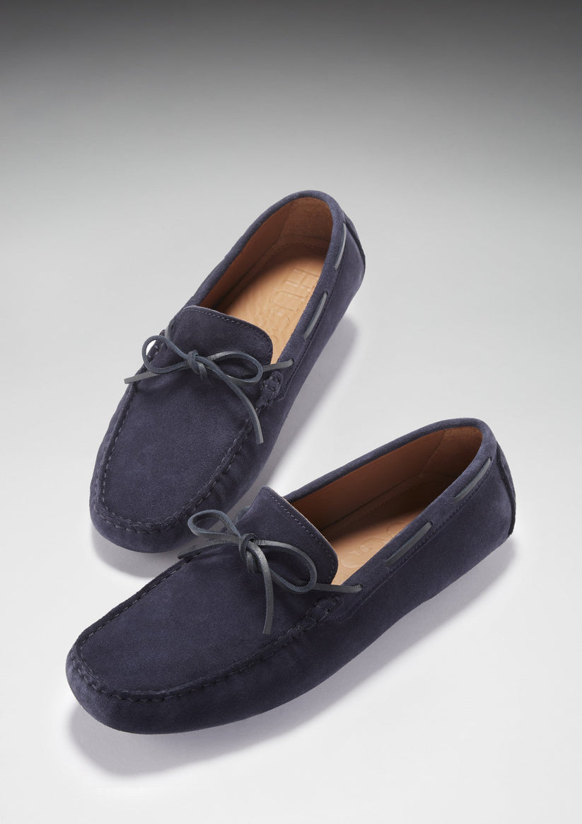 Hugs & Co Mens Laced Driving Loafers Navy Blue Suede UK 7-14 - QHA UK