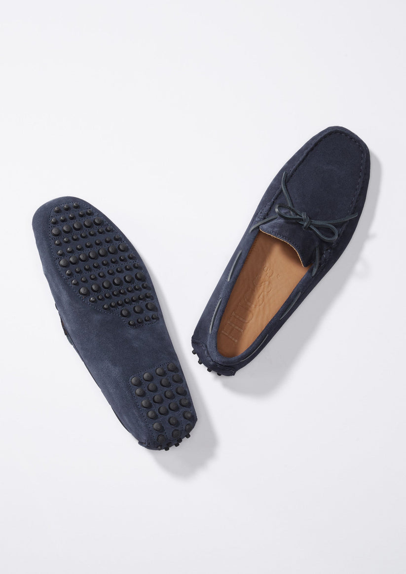 Hugs & Co Mens Laced Driving Loafers Navy Blue Suede UK 7-14 - QHA UK