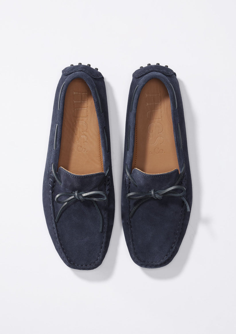 Hugs & Co Mens Laced Driving Loafers Navy Blue Suede UK 7-14 - QHA UK