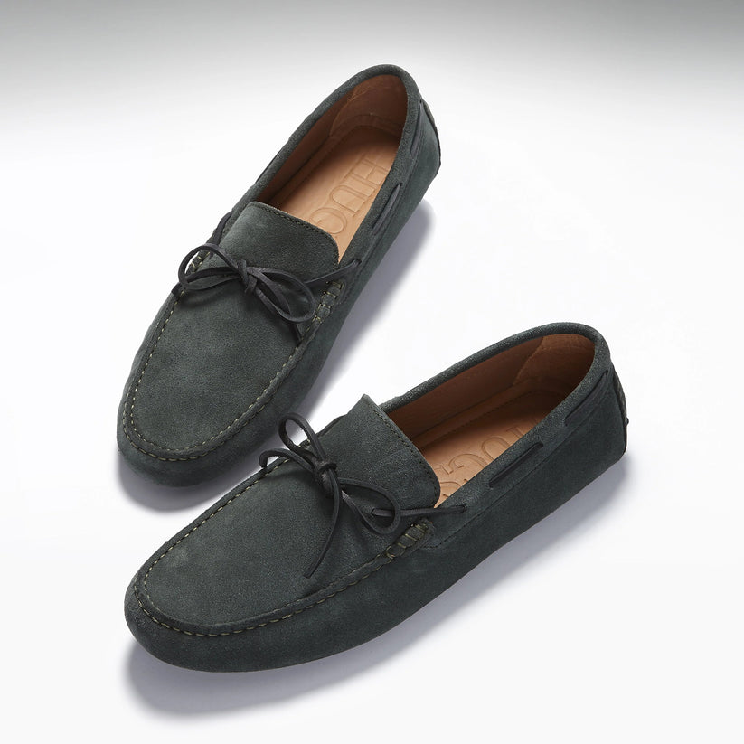 Hugs & Co Mens Laced Driving Loafers Racing Green Suede UK 7-14 - QHA UK