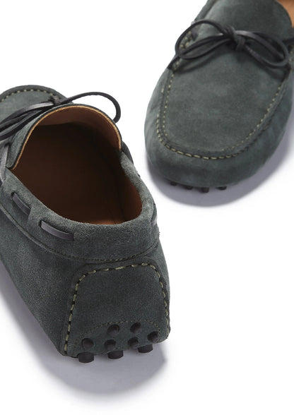 Hugs & Co Mens Laced Driving Loafers Racing Green Suede UK 7-14 - QHA UK