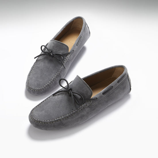 Hugs & Co Mens Laced Driving Loafers Slate Grey Suede UK 7-14 - QHA UK