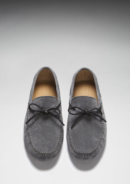 Hugs & Co Mens Laced Driving Loafers Slate Grey Suede UK 7-14 - QHA UK