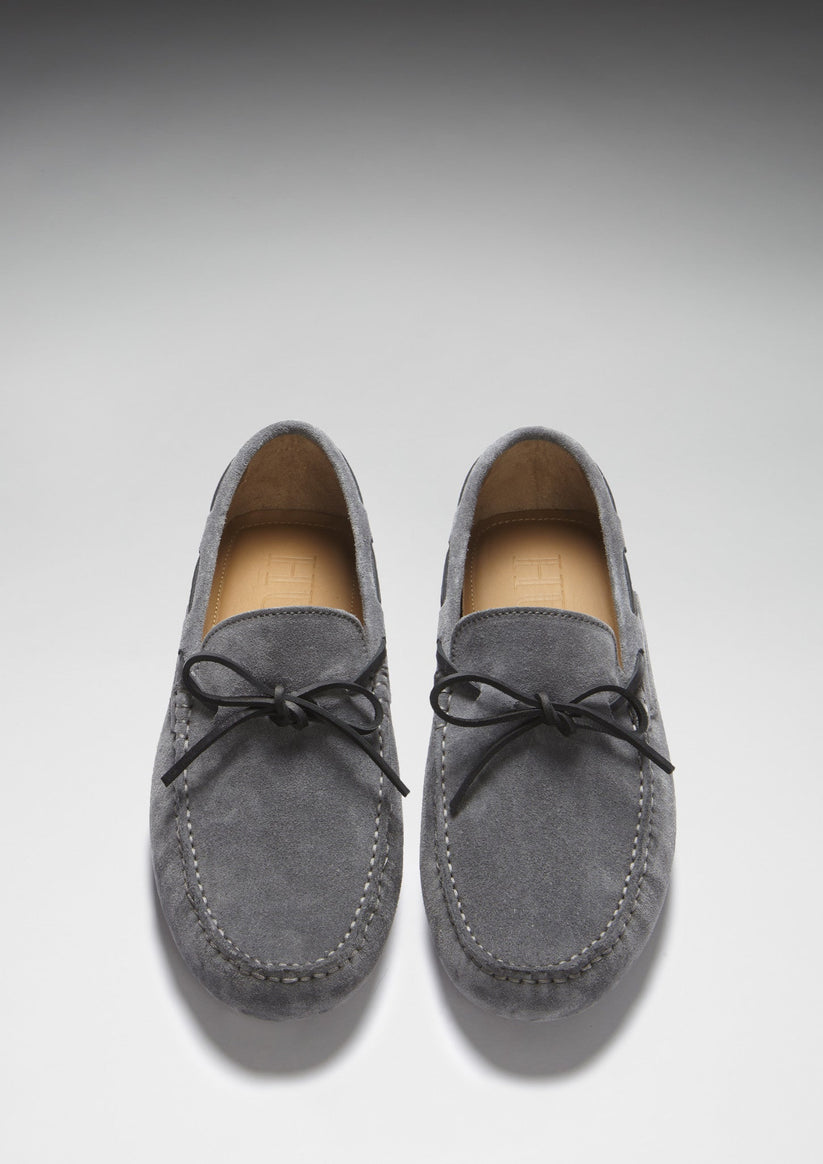 Hugs & Co Mens Laced Driving Loafers Slate Grey Suede UK 7-14 - QHA UK
