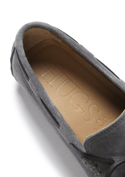 Hugs & Co Mens Laced Driving Loafers Slate Grey Suede UK 7-14 - QHA UK