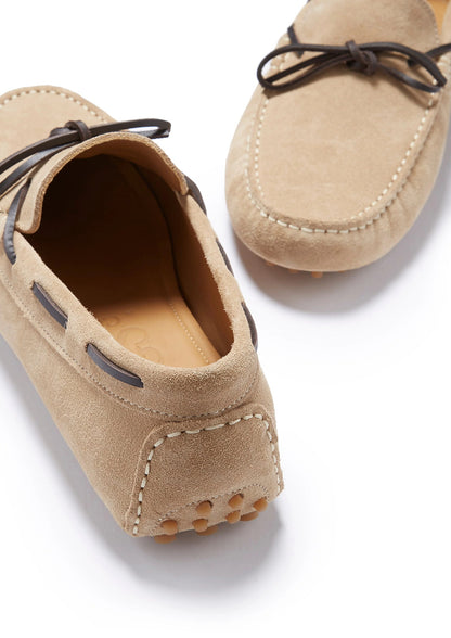 Hugs & Co Mens Laced Driving Loafers Taupe Suede UK 7-14 - QHA UK