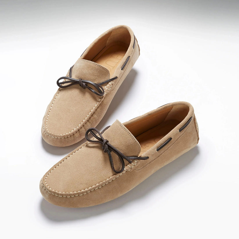 Hugs & Co Mens Laced Driving Loafers Taupe Suede UK 7-14 - QHA UK