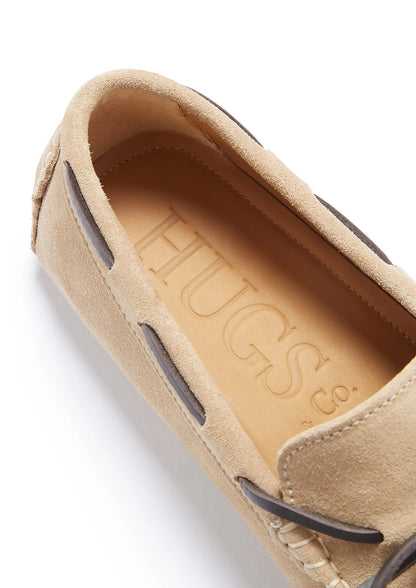 Hugs & Co Mens Laced Driving Loafers Taupe Suede UK 7-14 - QHA UK