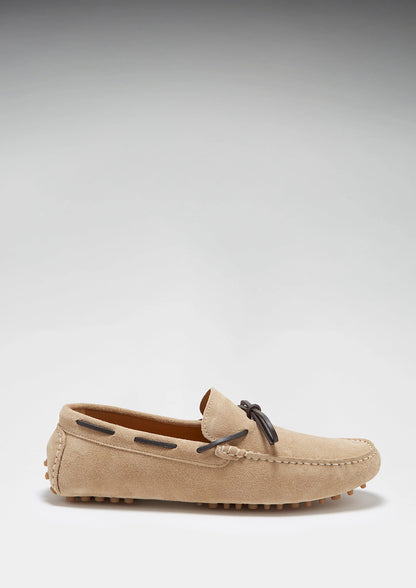 Hugs & Co Mens Laced Driving Loafers Taupe Suede UK 7-14 - QHA UK