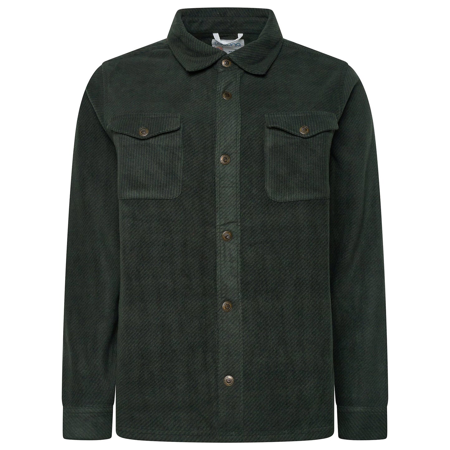 Laguna Mens Overshirt Jacket Brushed Warm Button Up Casual Shacket Coa - Button Detail - QHA UK
