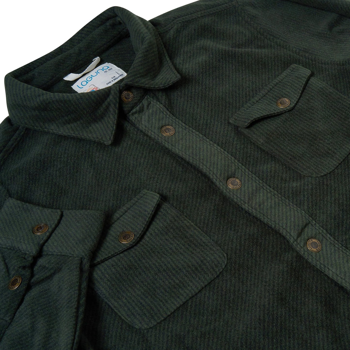 Laguna Mens Overshirt Jacket Brushed Warm Button Up Casual Shacket Coa - Button Detail - QHA UK