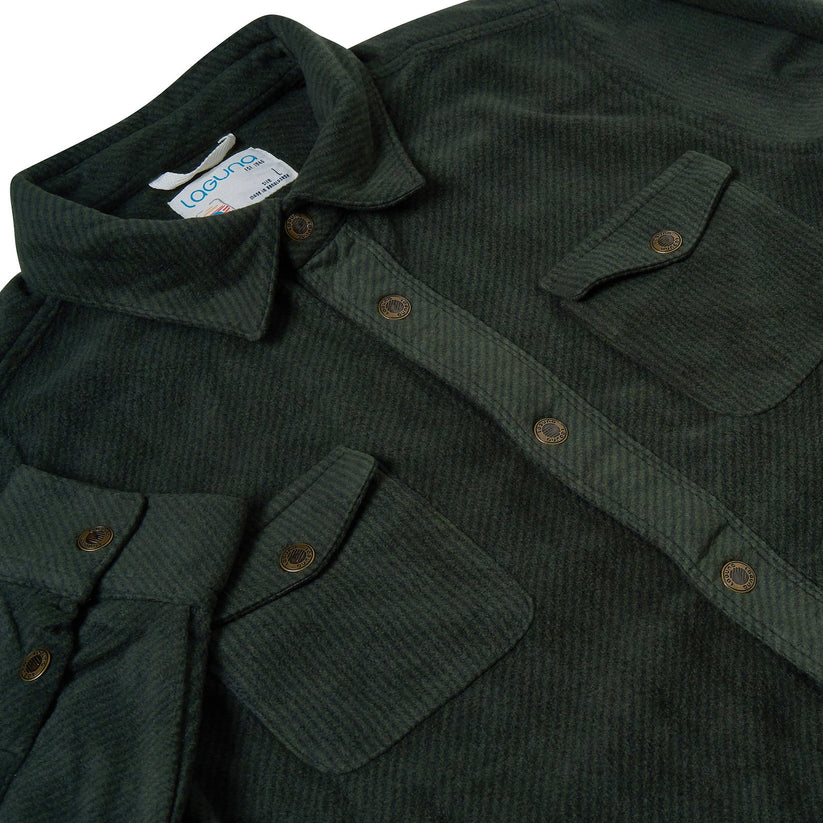 Laguna Mens Overshirt Jacket Brushed Warm Button Up Casual Shacket Coa - Button Detail - QHA UK