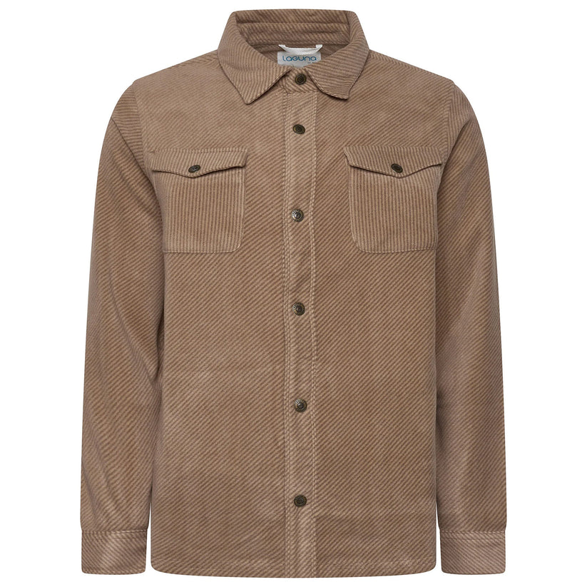 Laguna Mens Overshirt Jacket Brushed Warm Button Up Casual Shacket Coa - Button Detail - QHA UK
