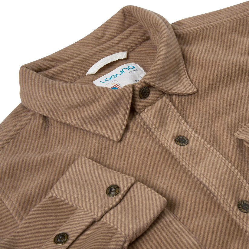 Laguna Mens Overshirt Jacket Brushed Warm Button Up Casual Shacket Coa - Button Detail - QHA UK